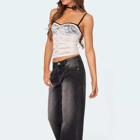 Edikted Sheer Lace Bra Top - Picture 3 of 4